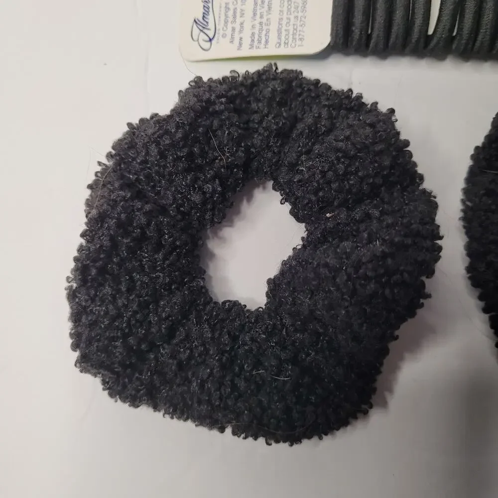 Chic Black Fabric Scrunchies & Hair Tie Accessory Set